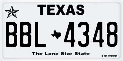 TX license plate BBL4348