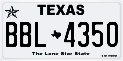 TX license plate BBL4350