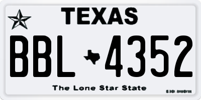 TX license plate BBL4352