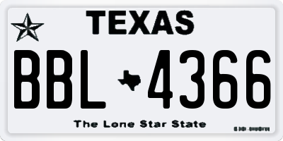 TX license plate BBL4366