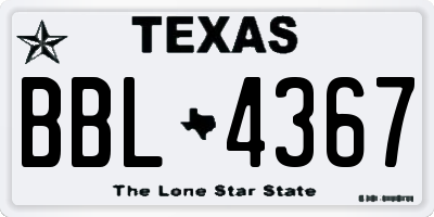 TX license plate BBL4367