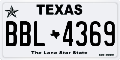 TX license plate BBL4369