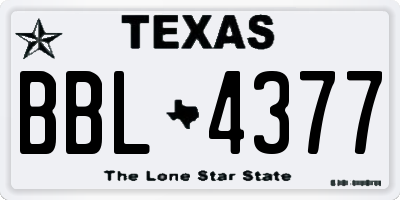 TX license plate BBL4377