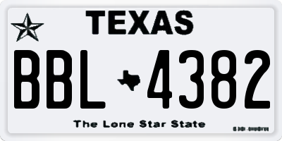 TX license plate BBL4382