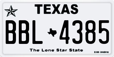 TX license plate BBL4385