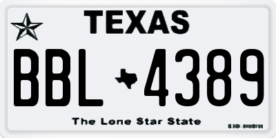 TX license plate BBL4389