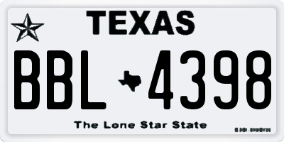 TX license plate BBL4398