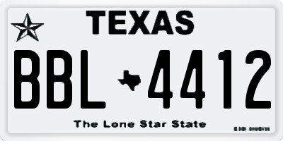 TX license plate BBL4412