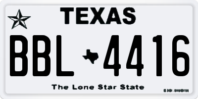 TX license plate BBL4416