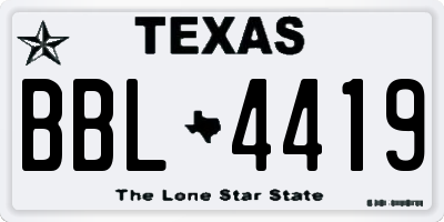 TX license plate BBL4419