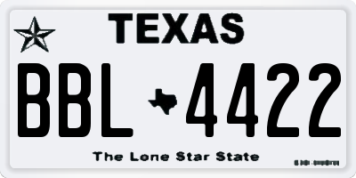 TX license plate BBL4422