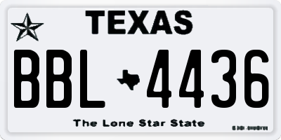 TX license plate BBL4436