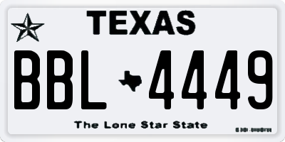 TX license plate BBL4449