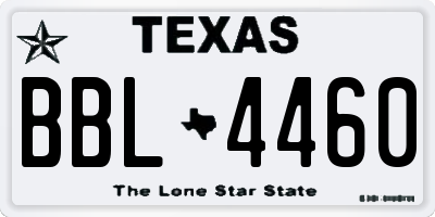 TX license plate BBL4460