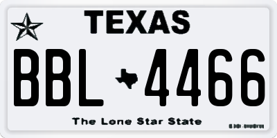 TX license plate BBL4466