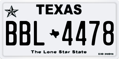 TX license plate BBL4478