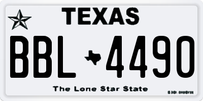 TX license plate BBL4490