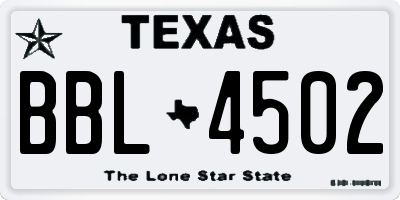 TX license plate BBL4502
