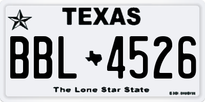 TX license plate BBL4526