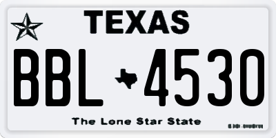 TX license plate BBL4530