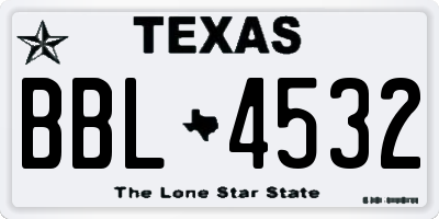 TX license plate BBL4532