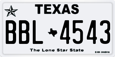 TX license plate BBL4543