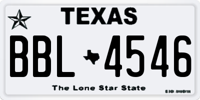 TX license plate BBL4546