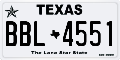 TX license plate BBL4551