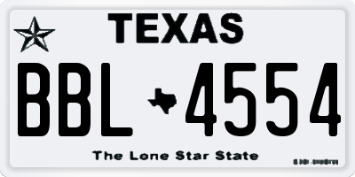 TX license plate BBL4554