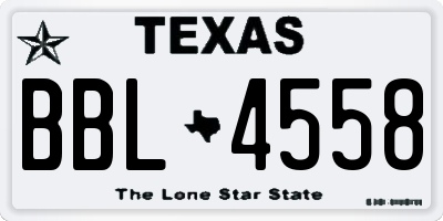 TX license plate BBL4558