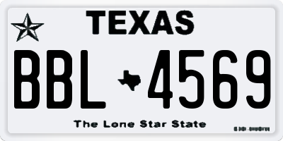 TX license plate BBL4569