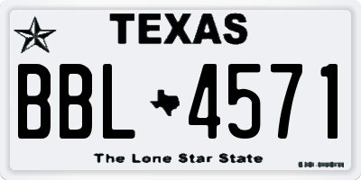 TX license plate BBL4571