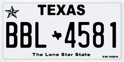 TX license plate BBL4581