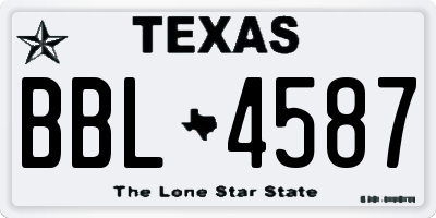 TX license plate BBL4587