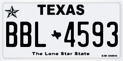 TX license plate BBL4593