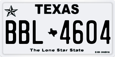 TX license plate BBL4604