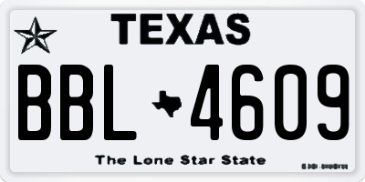 TX license plate BBL4609