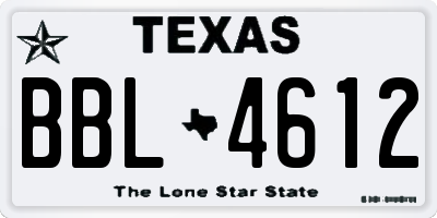 TX license plate BBL4612