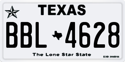 TX license plate BBL4628