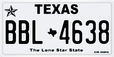 TX license plate BBL4638