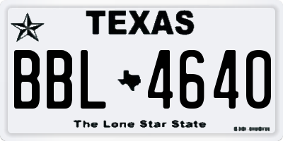 TX license plate BBL4640