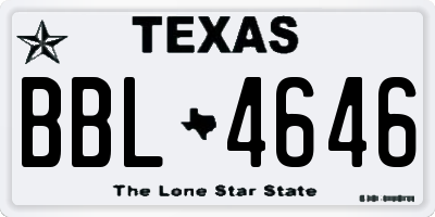 TX license plate BBL4646