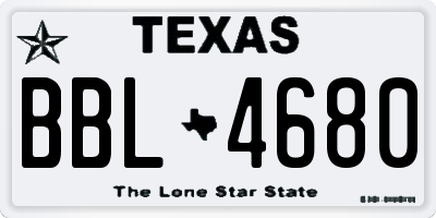 TX license plate BBL4680