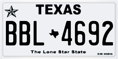 TX license plate BBL4692