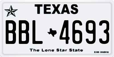 TX license plate BBL4693