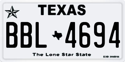 TX license plate BBL4694