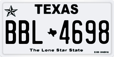 TX license plate BBL4698