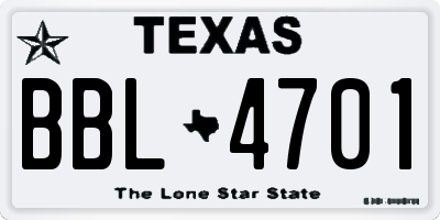 TX license plate BBL4701
