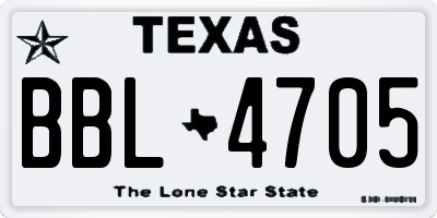 TX license plate BBL4705