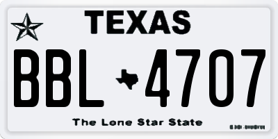 TX license plate BBL4707